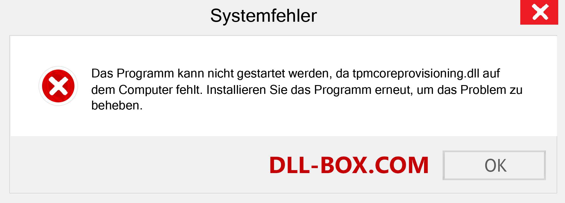 tpmcoreprovisioning.dll-Datei fehlt?. Download für Windows 7, 8, 10 - Fix tpmcoreprovisioning dll Missing Error unter Windows, Fotos, Bildern